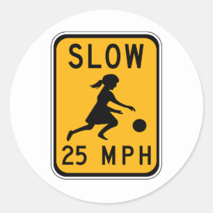 Verlangsamen Sie 25 MPH, Verkehrs-Warnzeichen, USA Runder Aufkleber