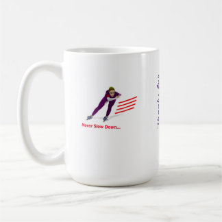 Verlangsamen Sie nie lila/roten langen Kaffeetasse
