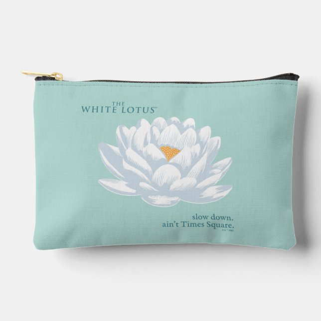 Verlangsamt, nicht zu spät - der weiße Lotus Zubehörtasche (Vorderseite)