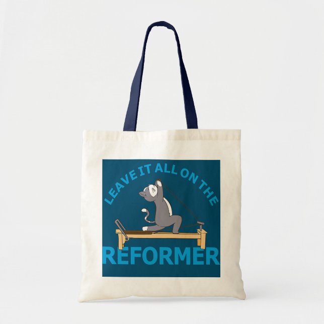Verlass alles auf dem Reformer Pilates Cat Lover Tragetasche (Vorne)