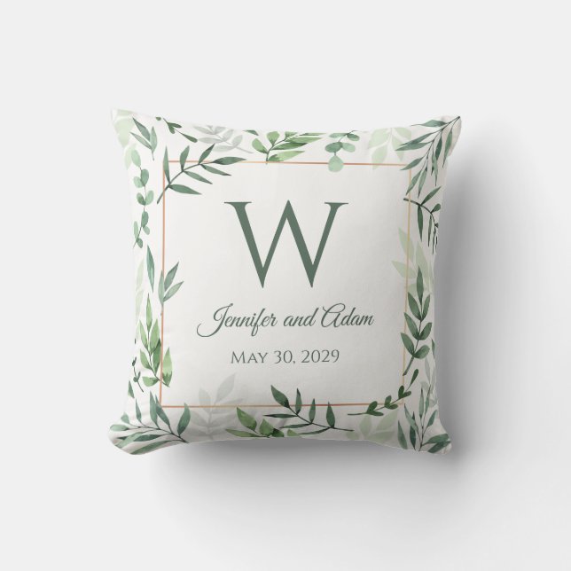 Verlass Design Leaf Garden Initial Wedding Pillow Kissen (Vorderseite)