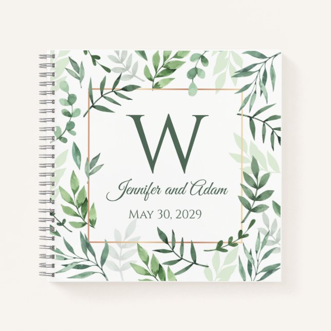 Verlass Design Leaf Garden Ursprüngliches Hochzeit Notizbuch (Vorderseite)