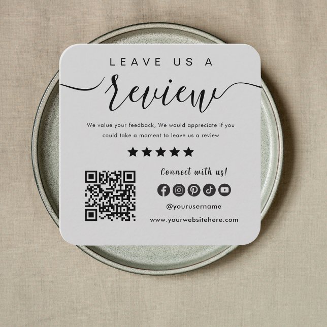 Verlass eines QR Code Social Media Gray Logos Quadratische Visitenkarte (Von Creator hochgeladen)