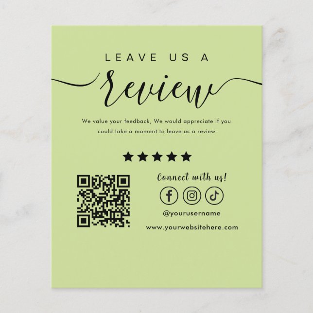 Verlass uns ein Review Social Media Logo Lime Gree Flyer (Vorne)