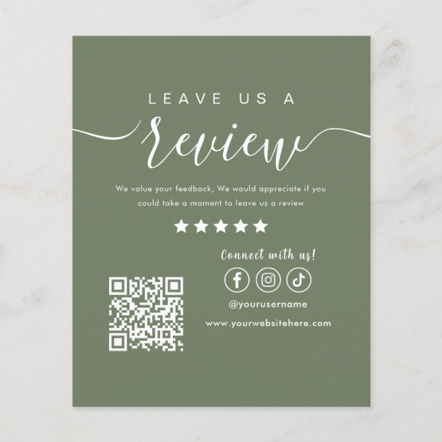 Verlass uns ein Review Social Media Logo Sage Gree Flyer (Vorne)