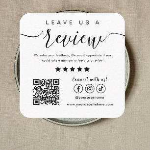 Verlass uns ein Review Social Media Logo Trendy Wh Quadratische Visitenkarte