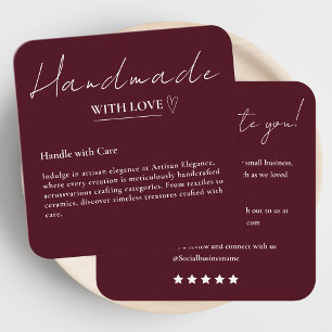 Verlass uns einen Review-Handwerk mit Liebe Burgun Quadratische Visitenkarte