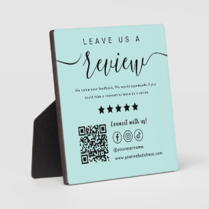 Verlass uns einen Review Social Media Qr Code Blue Fotoplatte