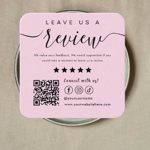 Verlass uns einen Review Social Media Qr Code Logo Quadratische Visitenkarte