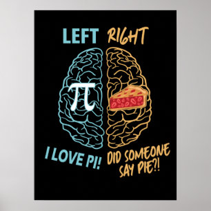 Verlassen Brain Right Brain Funny Pi Poster