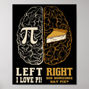 Verlassen Brain Right Brain Pi Day Mathematiker Poster