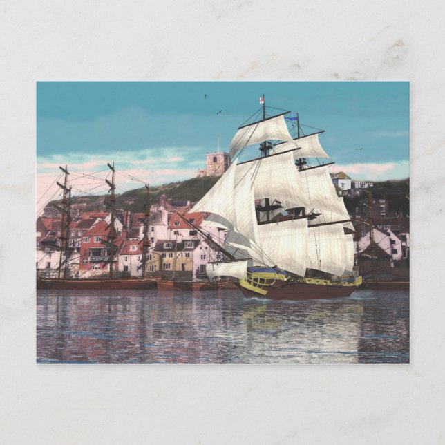 Verlassen des Hafens Postkarte (Vorderseite)