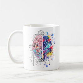 Verlassen Gehirn gegen rechte Gehirnkreative Kunst Kaffeetasse