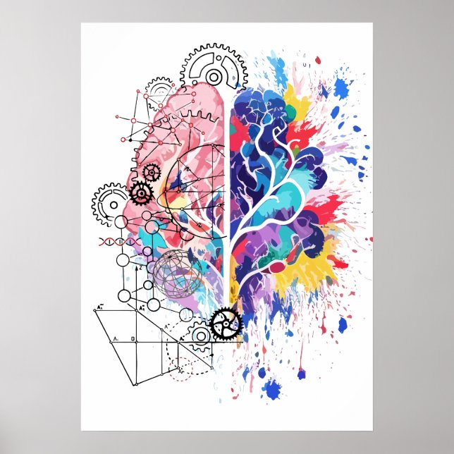 Verlassen Gehirn gegen rechte Gehirnkreative Kunst Poster (Vorne)
