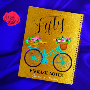 Verlassen Gold Glitzer Blumenbike Niedliche Girls Notizbuch