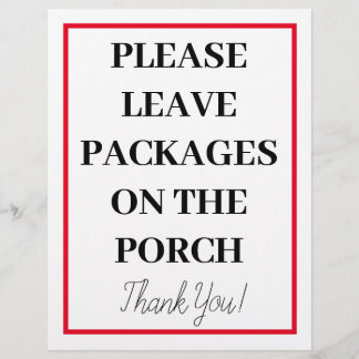 Verlassen Paket auf Porch Bitte unterschreiben Flyer