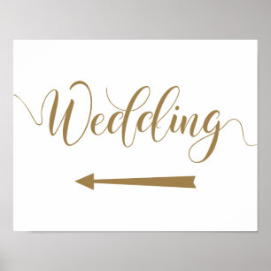 Verlassen Pfeil-Hochzeitshilfszettel Gold Directio Poster