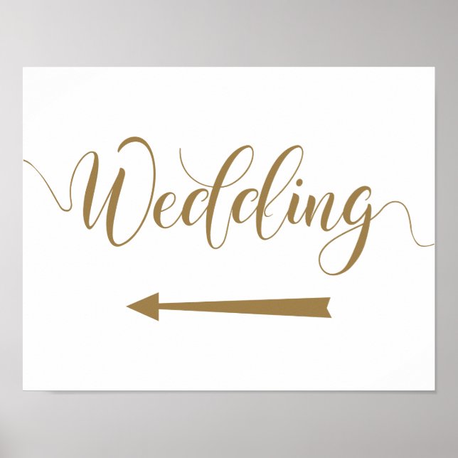Verlassen Pfeil-Hochzeitshilfszettel Gold Directio Poster (Vorne)