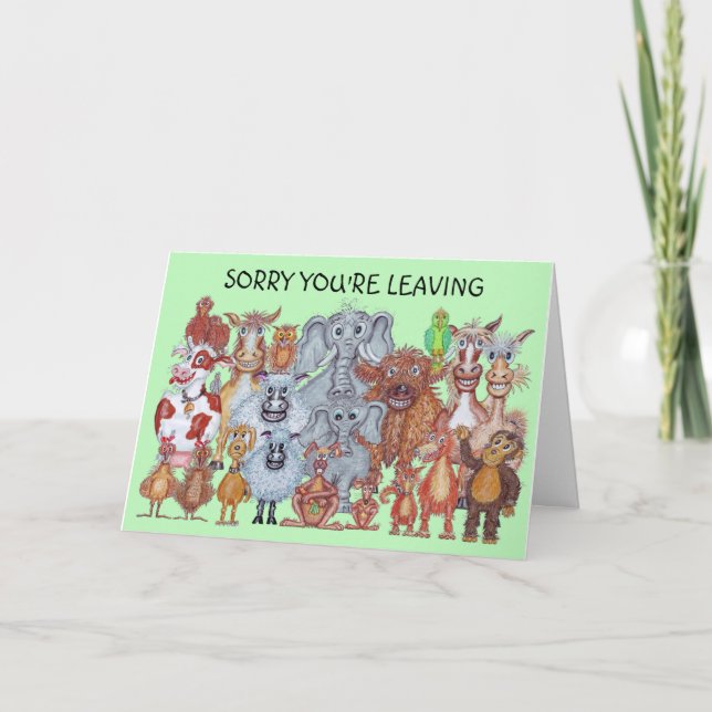 Verlassend Tierkarikatur Karte (Vorderseite)