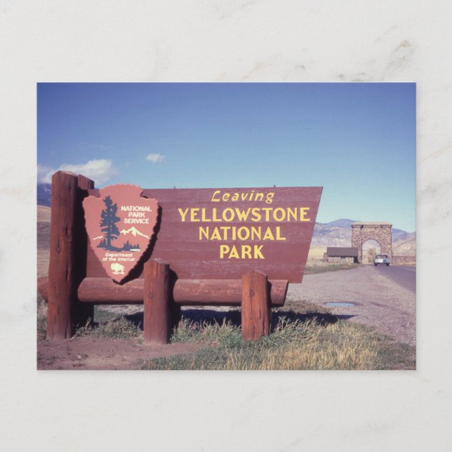 Verlassend Yellowstone-Nationalparkzeichen Postkarte (Vorderseite)