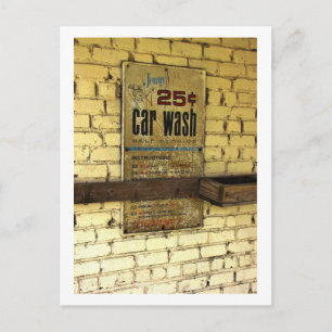 Verlassene Autowaschanlagenschilder Vintage Postkarte
