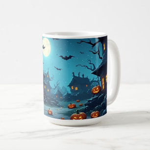Verlassene Mondlicht Dorf mit Kürbissen 🎃 Kaffeetasse