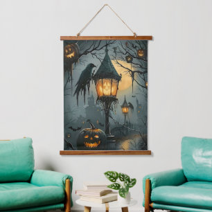 Verlassene Senke – Halloween Nacht Wandteppich Mit Holzrahmen