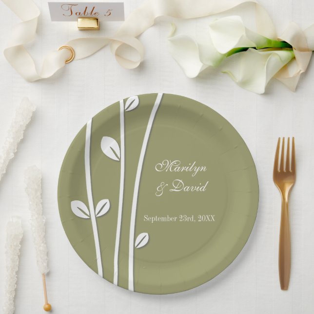 Verlassene weiße Zweige Pappteller (Hochzeit)