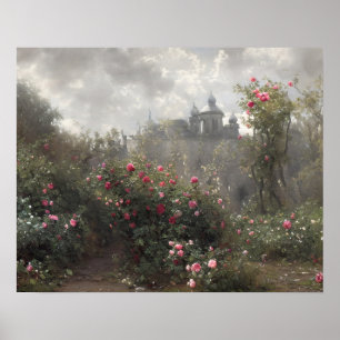 Verlassener Schlossrosengarten - Vintage-Kunst Poster