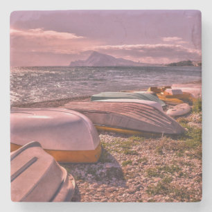 Verlassener Strand der Ruderboot- L'Olla, Altea Steinuntersetzer