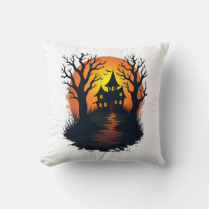 Verlassener Wald � Gruseliges Halloween-Natur-T-Sh Kissen
