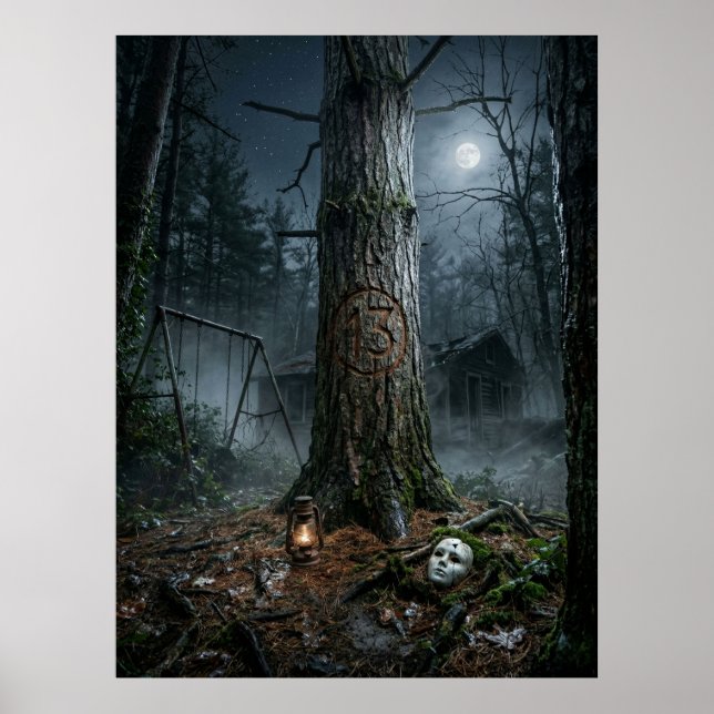 Verlassener Waldcamp Mitternacht Poster (Vorne)