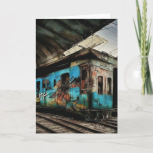 Verlassener Zug mit Graffiti Urban Street Art Karte