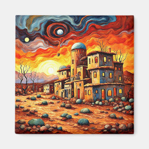 Verlassenes Dorf bei Sonnenuntergang Magnet