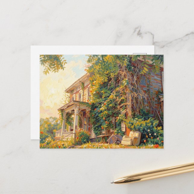Verlassenes Haus mit Möbeln Postkarte (Vorderseite/Rückseite Beispiel)