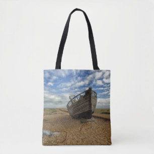 Verlassenes hölzernes Fischerboot Dungeness Tasche