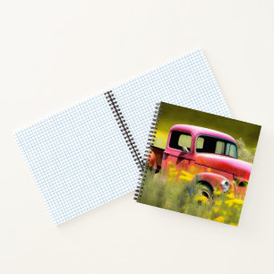 Verlassenes rotes LKW-Gitter-Notizbuch Notizbuch
