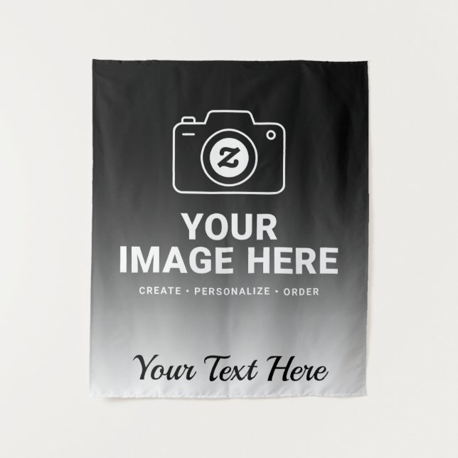 Verlauf Bild und Text Wandteppich (Vorderseite)