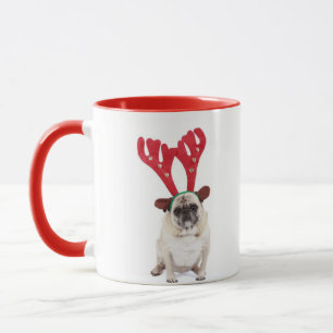 Verlegene schauende Mops-tragende Ren-Geweihe Tasse