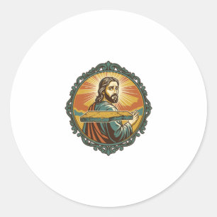 Verlegener Jesus Stolpert auf ebener Fläche Öffent Runder Aufkleber