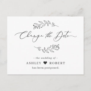 Verlegung des Termins Einfache handgezeichnete Blä Postkarte