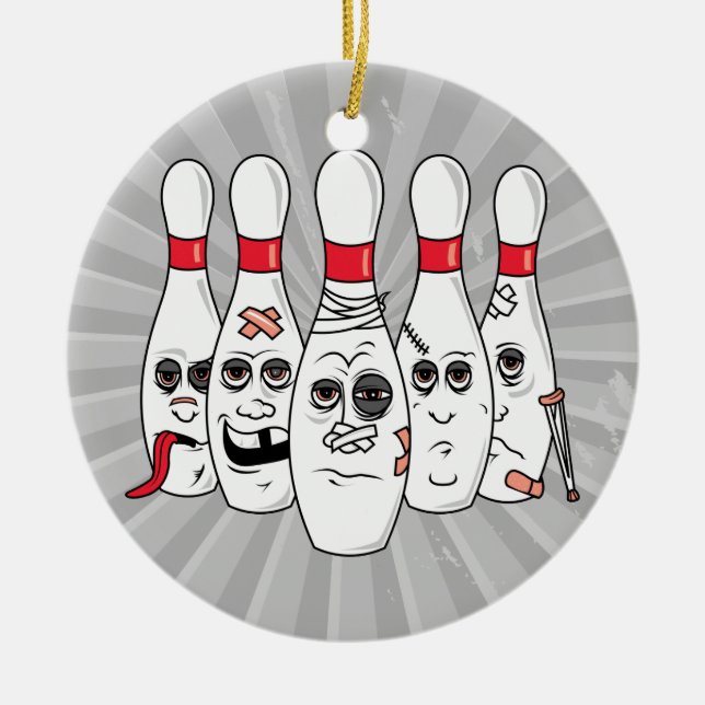 verletzter Bowling Buttone Cartoon Keramik Ornament (Vorne)