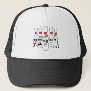 verletzter Bowling Buttone Cartoon Truckerkappe