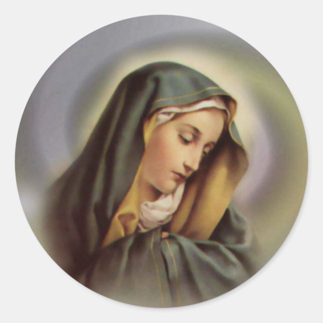 Verletzungen von Virgin Mary Runder Aufkleber (Vorderseite)