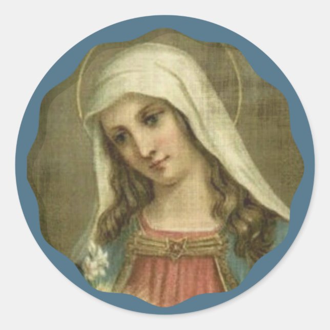 Verletzungen von Virgin Mary Runder Aufkleber (Vorderseite)