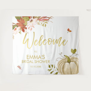 Verlieb dich Banner Herbst Gold Kürbis Wandteppich