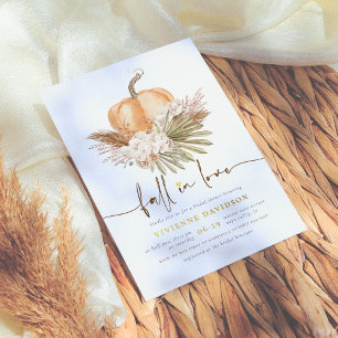 Verlieb dich Hochzeitsshower mit Pampas & Kürbis Folieneinladung