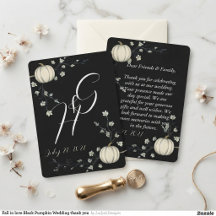 Verlieb dich in Black Pumpkin Hochzeit Danke