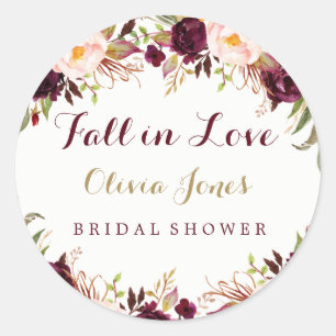 Verlieb dich in Burgunder Floral Hochzeit Stickers