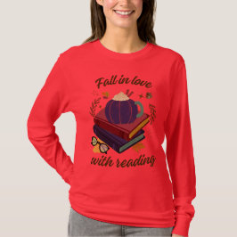 Verlieb dich in das Lesen - Kürbis - Herbstlaub T-Shirt